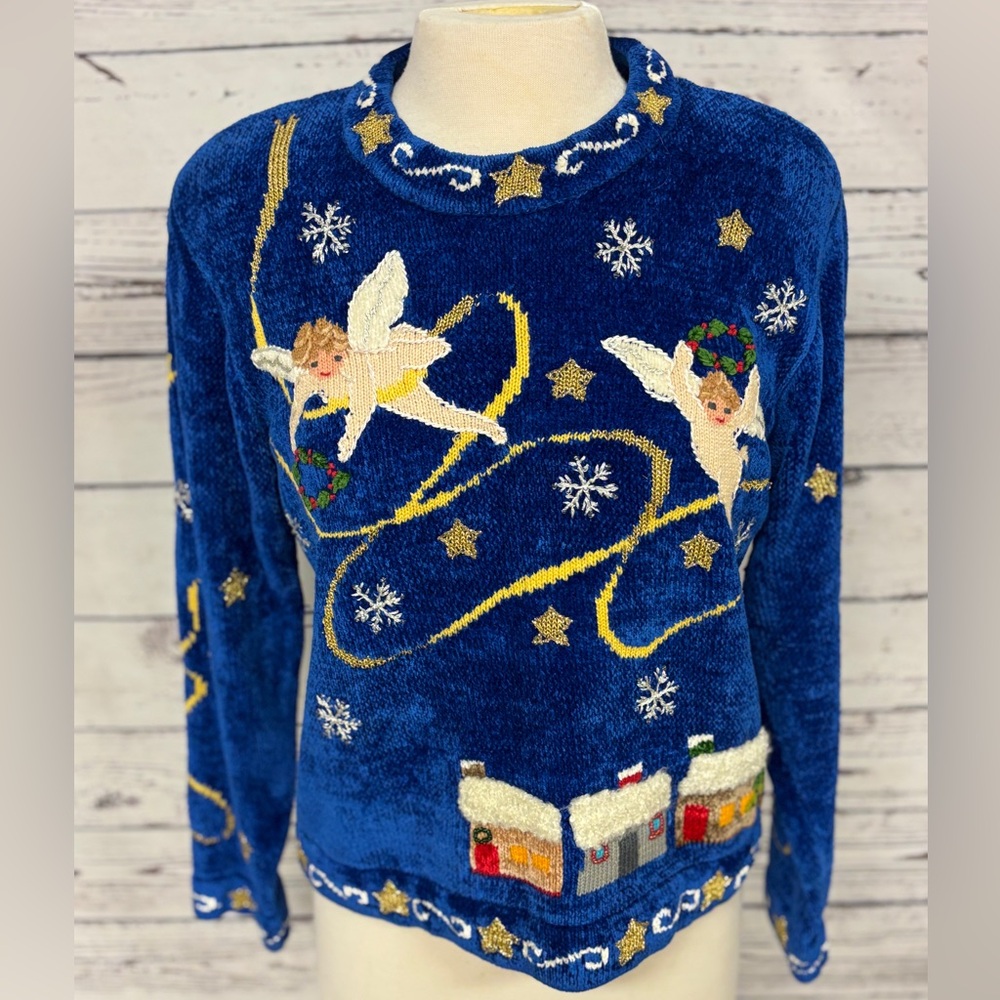 Vintage Claire Murray 80’s Stunning Christmas Sweater Hand Knit Embroidered - Picture 6 of 16